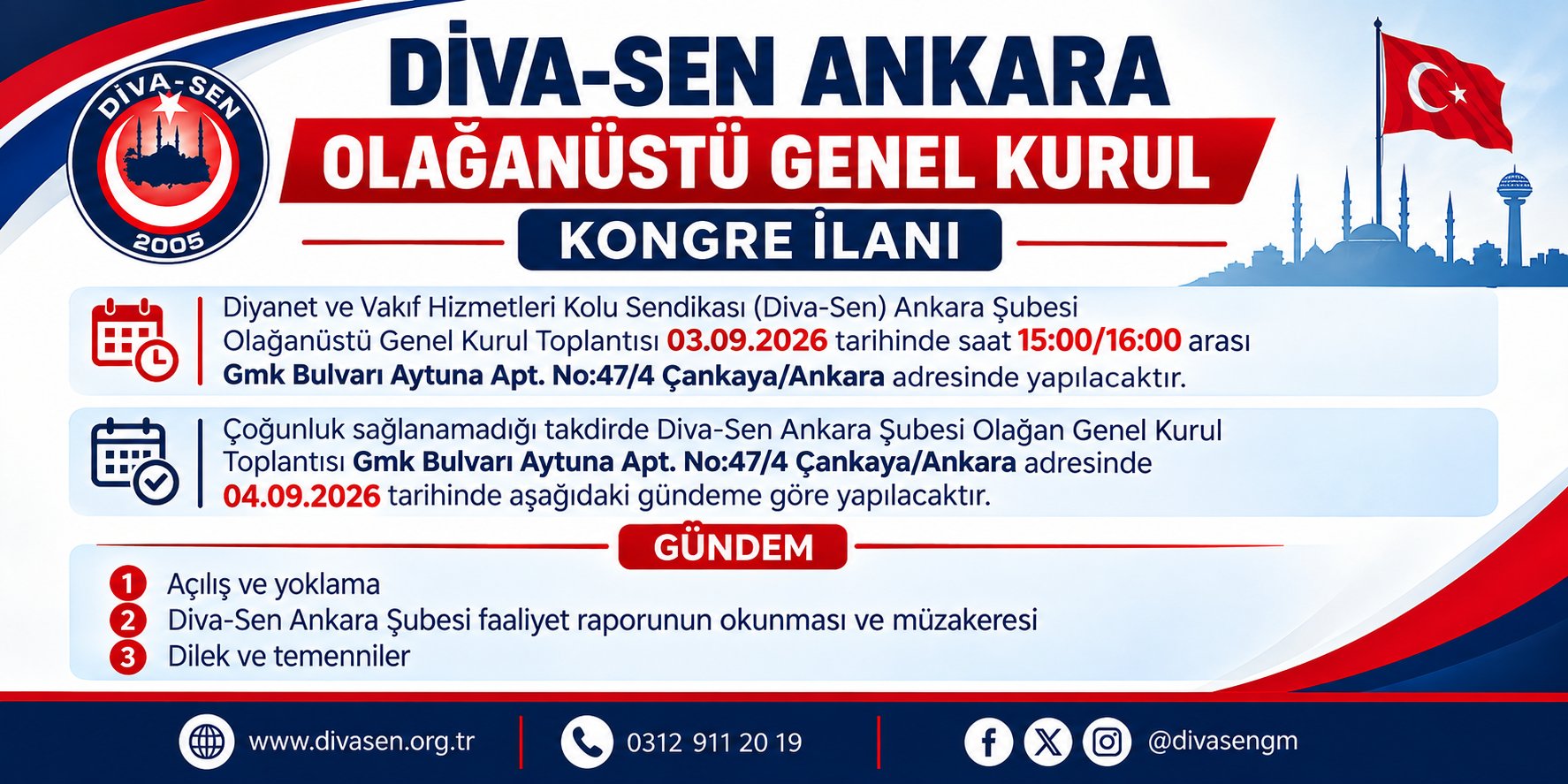 Ankara Şubesi Olağanüstü Genel Kurul Toplantısı 